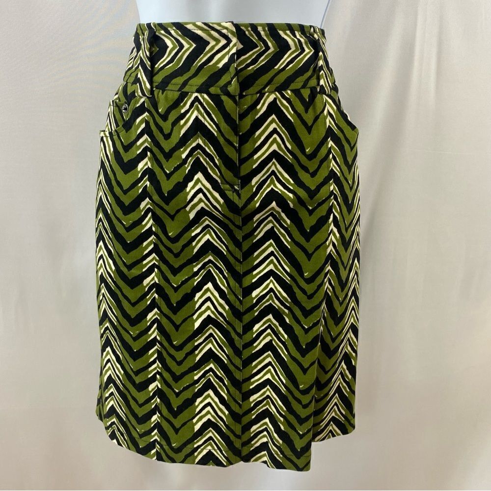 ETCETERA Chevron Print Olive Black Pencil Skirt